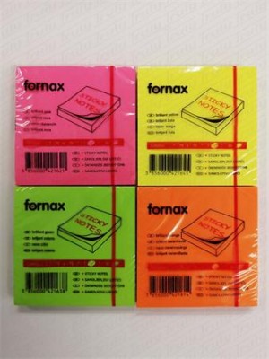 FORNAX Öntapadó jegyzettömb 75x75 mm, neon rózsaszín