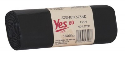Yes Szemeteszsák  60L, 55x65 cm, 15db/tekercs