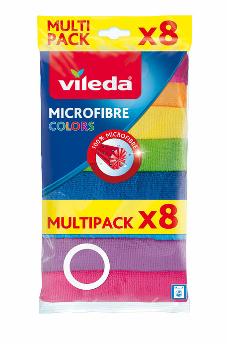 Törlőkendő, mikroszálas, 8 db, VILEDA Colors